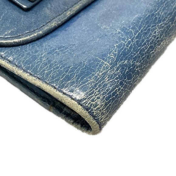 Auth miumiu - Blue Leather Trifold Wallet - Picture 7 of 12